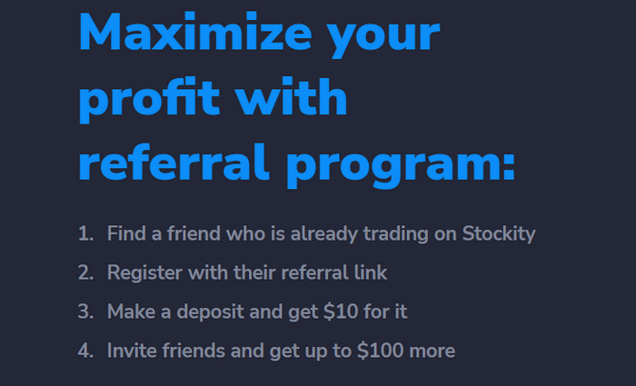 Stockity affiliate login, Stockity referral program